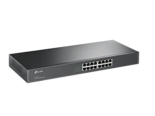 TP-Link TL-SF1016 - Conmutador Fast Ethernet de 16 Puertos (10/100 Mbps, Plug and Play, Metal, Montaje en Rack, sin Ventilador, Vida Limitada)