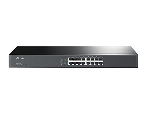 TP-Link TL-SF1016 - Conmutador Fast Ethernet de 16 Puertos (10/100 Mbps, Plug and Play, Metal, Montaje en Rack, sin Ventilador, Vida Limitada)