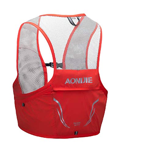 TRIWONDER Mochila de Hidratación Ligero 2,5L Superior Chaleco para Trail Running Ciclismo Marathoner Profesional Hombre Mujer (Rojo y Nananja - Solo Chaleco, L/XL (102-115 cm))