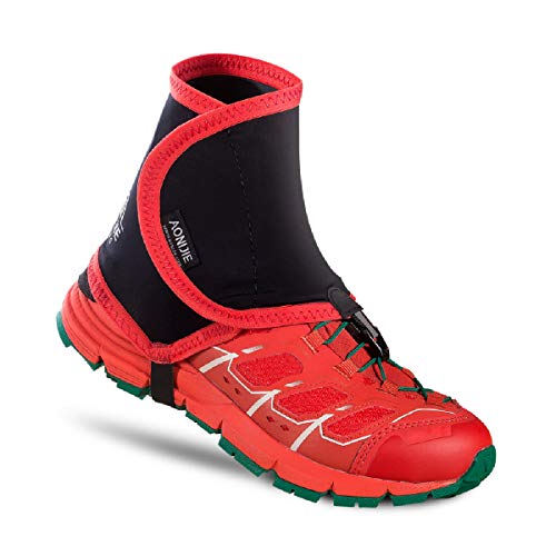 TRIWONDER Polainas de bajo Rastro Polainas para Correr con Tobillo Calzas de Abrigo para Mujer (Negro y Rojo)