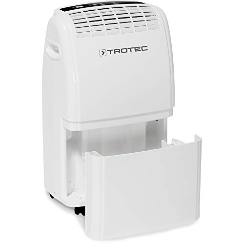 TROTEC Deshumidificador eléctrico TTK 75 E, 20L/24hL, Depósito 3L, Portátil, Para Habitaciones de hasta 45m²/110m³, Filtro de Aire, Silencioso, 320 W, Auto-Apagado, Higrostato Automático, Blanco