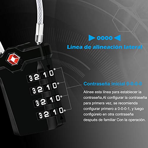 TSA Equipaje Locks, [VersióN MáS Nueva] [Paquete De 2] Diyife Candado De Seguridad Diyife De 4 DíGitos, Candados De CombinacióN, Bloqueo De CóDigo Para Maletas De Viaje, Mochila De Equipaje(Negro)