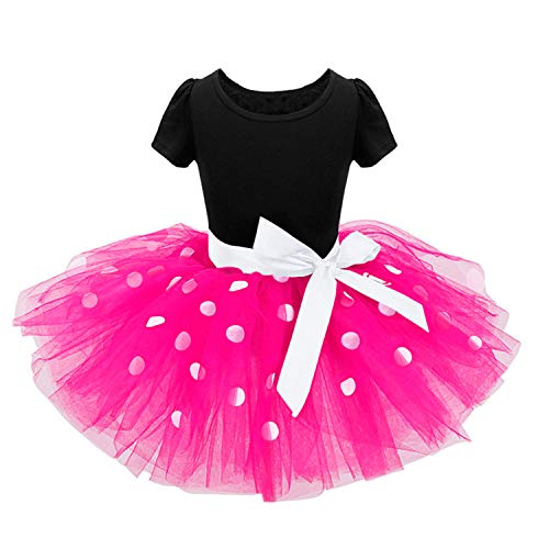 TTYAOVO Conjunto de Ropa para Bebés 2pcs, Trajes de Dibujos Animados Lindos para Niñas Bebés Top Estampado + Falda Tutu para 1-7 Años (2-3 Años, 07 Rose Rojo)