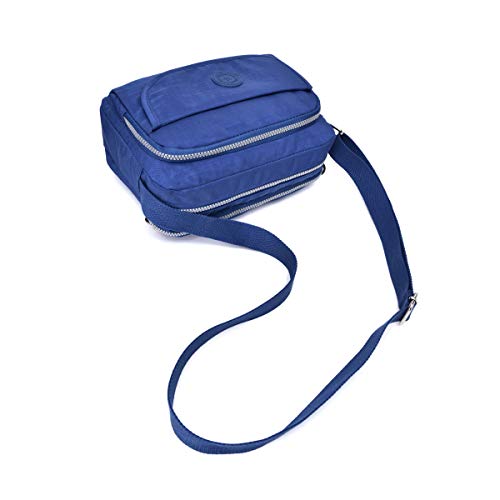 tuokener Bolso Nylon Mujer Bandolera Pequeños Impermeable Bolsos Estampados Bandoleras Bolsa para Viaje,Azul