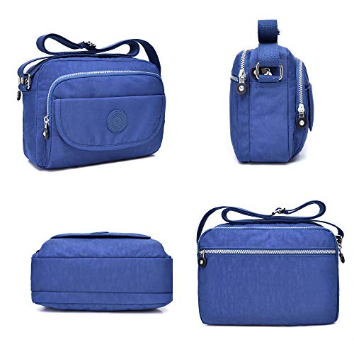 tuokener Bolso Nylon Mujer Bandolera Pequeños Impermeable Bolsos Estampados Bandoleras Bolsa para Viaje,Azul