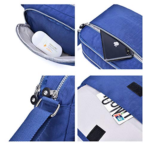 tuokener Bolso Nylon Mujer Bandolera Pequeños Impermeable Bolsos Estampados Bandoleras Bolsa para Viaje,Azul