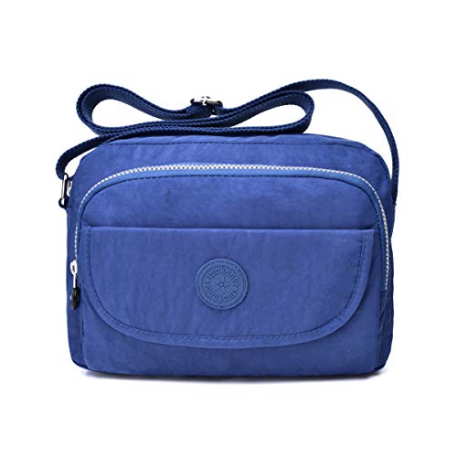 tuokener Bolso Nylon Mujer Bandolera Pequeños Impermeable Bolsos Estampados Bandoleras Bolsa para Viaje,Azul