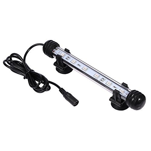 UEETEK Lámpara de luz LED para Acuario, Color de la luz Que Cambia bajo el Agua Luces de Cristal LED sumergibles con Control Remoto para Tanque de Peces 28cm (Enchufe de la UE)