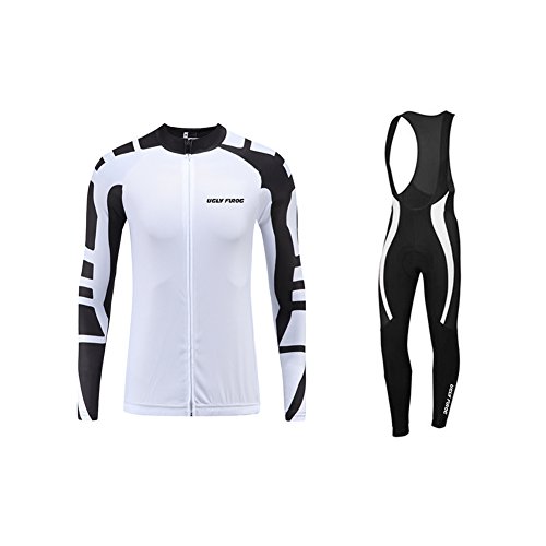 Uglyfrog Chaqueta de Ciclism Mode Manga Larga+Pantalones de Acolchado 3D para Triatlon Hombre de Invierno Conjunto de Ropa de Ciclismo de Lana Térmica