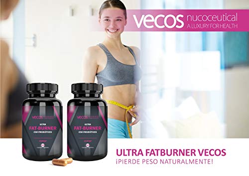 Ultra Fat Burner Vecos con Probióticos para disminuir las calorías – Quema grasas y termogénico para complementar con una dieta saludable – 100 cápsulas vegetales - 100% apto para veganos