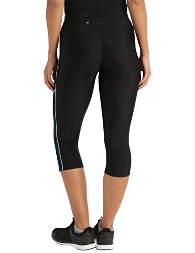 Ultrasport, Pantalones deportivos 3/4 para Mujer, Negro/Turquesa, XS