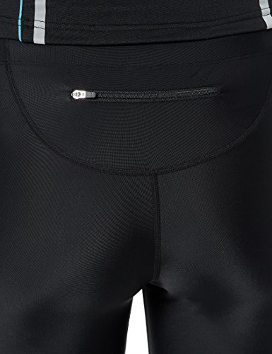 Ultrasport Pantalones largos de correr para mujer, con efecto de compresión y función de secado rápido, Negro/Turquesa, XS