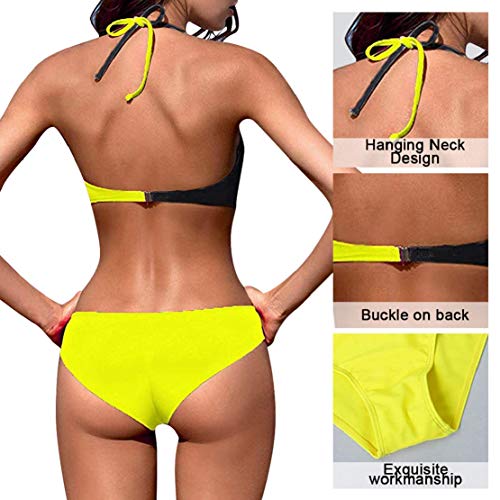 UMIPUBO Mujer Bikini Traje de Baño con Cuello en V Bikinis Sujetador Dos Piezas Push-up Sexy Ropa de Playa Falda de Playa Tops y Braguitas