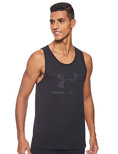 Under Armour Sportstyle Camiseta sin Mangas con Logotipo, Ropa Deportiva para Hombres Hecha de Tejido ultrasuave, Ancha Camiseta de Tirantes, Black/Black/Black (001), XL