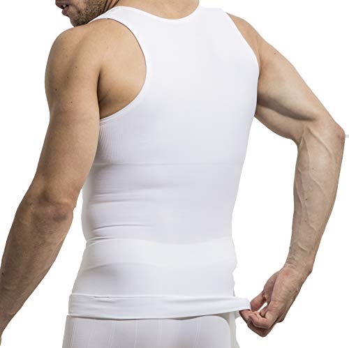 UnsichtBra Camiseta de Compresión | Ropa Interior Adelgazante Moldeadora Hombre (sw_7100)(Blanco, XXL)