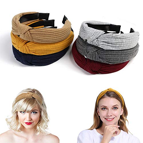 URAQT Diademas de Pelo Anchas, Diademas Nudo, Diademas para Mujer, Turbantes Para Mujer, Diadema de Nudo Bandas de Pelo para la Cabeza Turbantes para Mujer Diadema Para Mujer Chica Niña de Pelo 6pcs