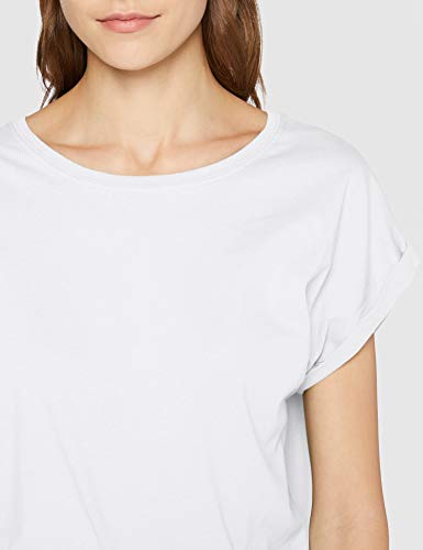 Urban Classics Ladies Extended Shoulder tee Camiseta, Blanco, M para Mujer