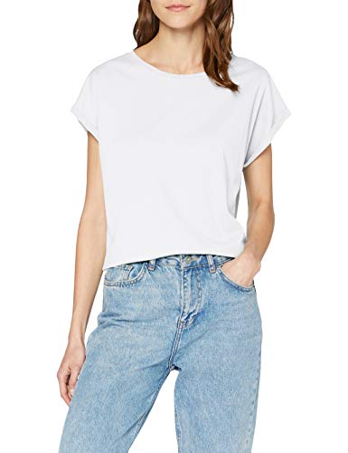 Urban Classics Ladies Extended Shoulder tee Camiseta, Blanco, M para Mujer