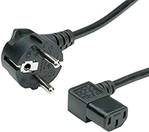 Value Power - Cable (Angled IEC Connector, 1,8 m, Male Connector/Female Connector, C13 acoplador, IEC 320, 250 V, Negro)