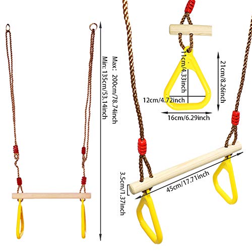 ValueHall Columpio con Anillas de Gimnasia Trapecio de Madera con Aros de Plástico para el niño Interior y al Aire Libre Ejercicio de la Gimnasia V7110B