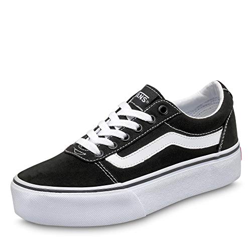 Vans Ward Platform Canvas Zapatillas Mujer, Negro (Canvas) Black/White 187), 36 EU (3.5 UK)