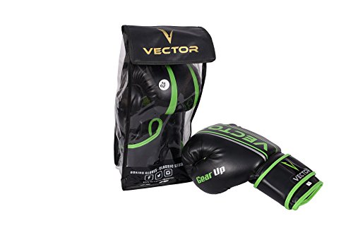 Vector Deportes Guantes de Boxeo para Hombres Mujeres, Maya Ocultar de Piel Hecho a Mano Estilo Pro para Kickboxing Sparring Saco Entrenamiento – Color Oro Rosa Verde Rojo – Talla 8 10 12 14 16 oz