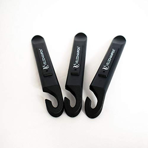 VeloChampion - Juego de 3 Palancas de Nilon para Cambiar Camara Rueda Bicicleta- Negro Black Tyre Levers