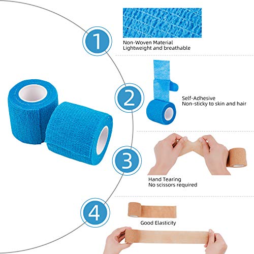 Venda Cohesiva Envoltura Tape Vet, 5 cm x 4,5 m 12 Pack - Vendaje Autoadhesivo para Primeros Auxilios, Lesiones Deportivas, Hinchazón y Esguinces de Tobillo y Muñeca (Multicolor)