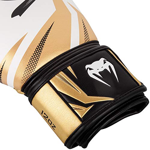 VENUM Challenger 3.0 Guantes de Boxeo, Unisex Adulto, Blanco/Dorado, 14 Oz