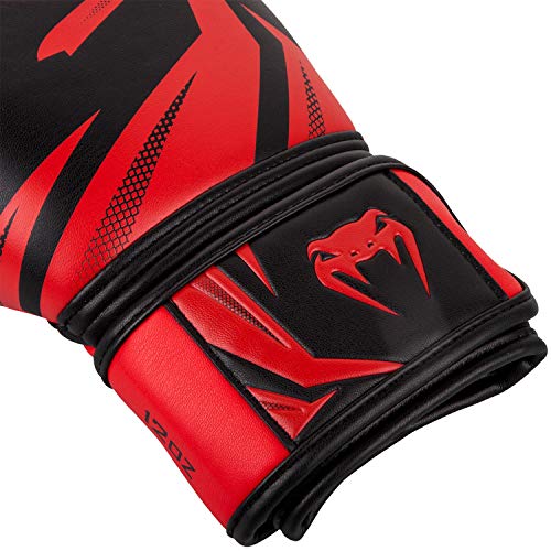 VENUM Challenger 3.0 Guantes de Boxeo, Unisex Adulto, Negro/Rojo, 10 Oz