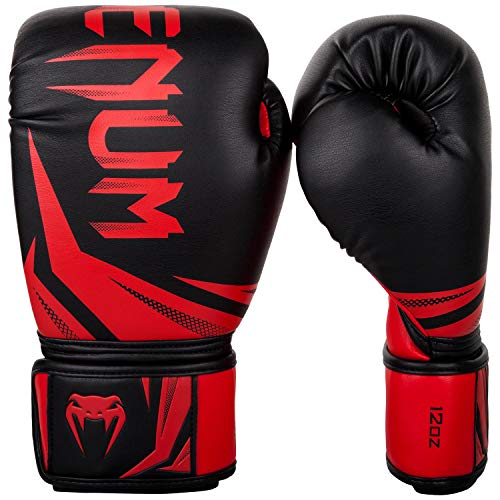 VENUM Challenger 3.0 Guantes de Boxeo, Unisex Adulto, Negro/Rojo, 10 Oz