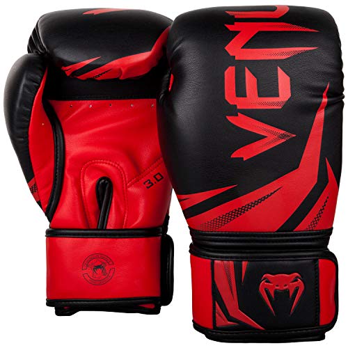 VENUM Challenger 3.0 Guantes de Boxeo, Unisex Adulto, Negro/Rojo, 14 Oz