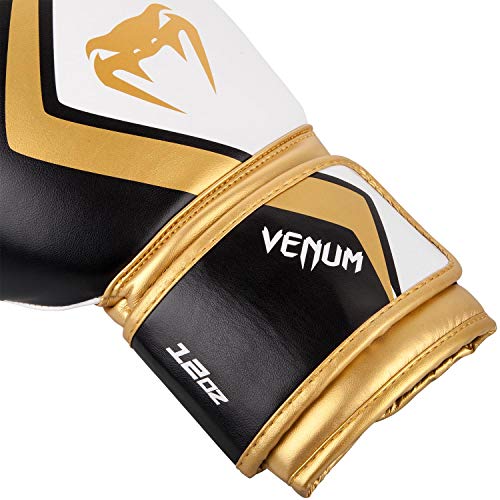 VENUM Contender 2.0 Guantes de Boxeo, Unisex Adulto, Negro/Blanc-Oro, 16 Oz