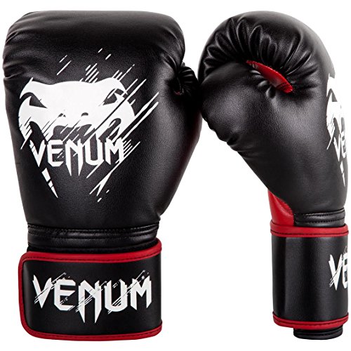 Venum Contender - Guantes de Boxeo para niños, Color Negro / Rojo, Talla 6 oz