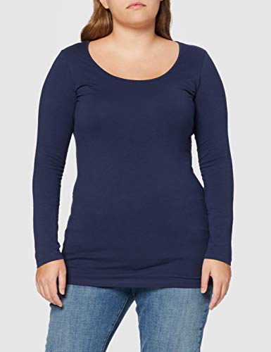 VERO MODA VMMAXI MY LS SOFT LONG U-NECK NOOS, Camisa Manga Larga Mujer, Azul (Black Iris), 42 (Talla del fabricante: X-Large)