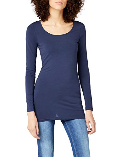 VERO MODA VMMAXI MY LS SOFT LONG U-NECK NOOS, Camisa Manga Larga Mujer, Azul (Black Iris), 42 (Talla del fabricante: X-Large)