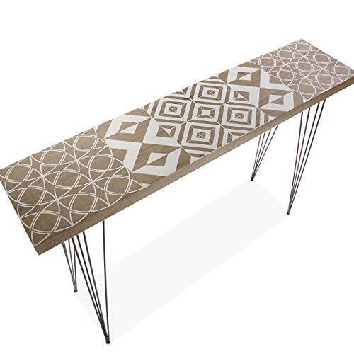 Versa Magda Mueble Recibidor Estrecho para la Entrada o el Pasillo Mesa Consola, Madera y Metal, Marrón, Blanco y Negro, 110 x 25 x 80 cm