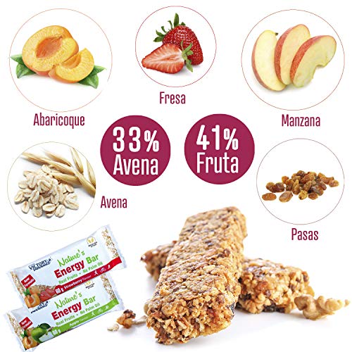 Victory Endurance Nature´s Energy Bar Manzana 60g, barrita energética con un 41% Frutas y 64% de hidratos de carbono, gran sabor y energía