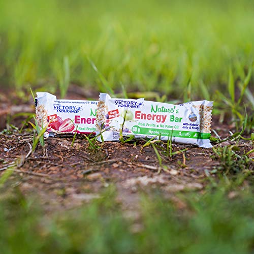 Victory Endurance Nature´s Energy Bar Manzana 60g, barrita energética con un 41% Frutas y 64% de hidratos de carbono, gran sabor y energía