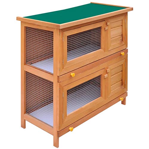 vidaXL Conejera de Exterior Casa para Animal Pequeño Jaula de Mascota de Madera - 4 Puertas