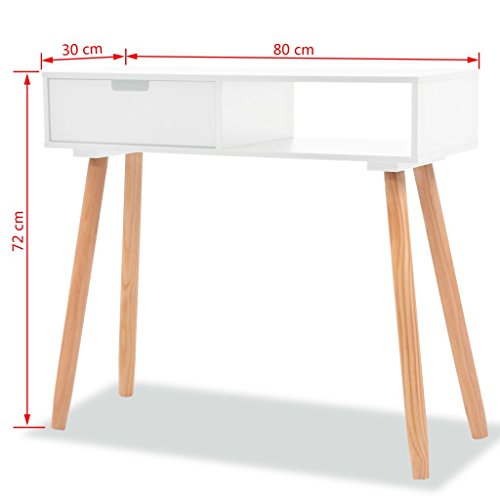 vidaXL Pino Mesa Consola 80x30x72 cm Madera Blanco Aparador Mueble Auxiliar