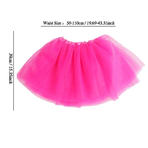 Vientiane Tutu Falda de Mujer Falda de Tul 80's,Vestido de Lujo Enagua para Chica de Mujer para Fiesta de Disfraces Fiesta de Gallina (Rosa Roja)