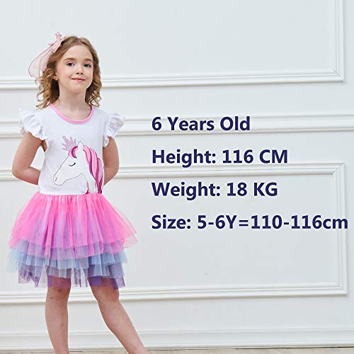 VIKITA Vestido Bordado Mariposa Algodón Tulle Tutu Sin Mangas Verano Niñas 4-5 años SH4590 5T