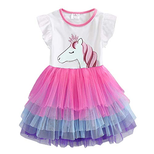 VIKITA Vestido Bordado Mariposa Algodón Tulle Tutu Sin Mangas Verano Niñas 4-5 años SH4590 5T