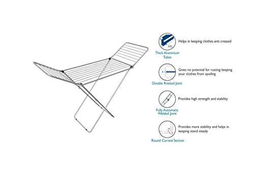 Vileda Alumix - Tendedero con X-Legs con Varillas Gruesas Antipliegues, Acero y Aluminio, Plateado