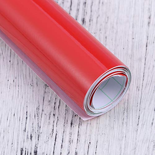 Vosarea Vinilo Adhesivo PVC para Coche Decoración Auto Vehículo Vinilo Traslucido de Coche Rojo Brillante 30X152CM