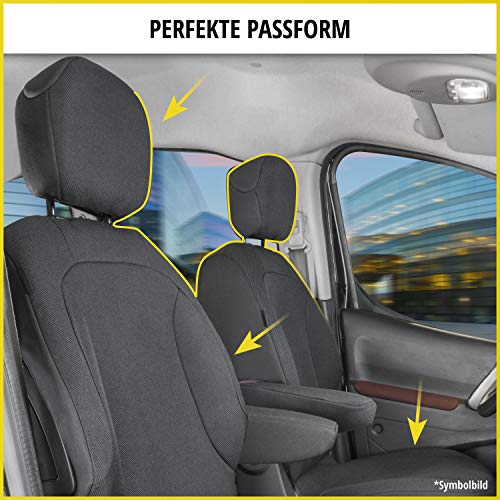 Walser 10476 Funda de asiento de coche ajuste de transportador, funda de asiento de poliéster antracita compatible con VW LT, Mercedes Sprinter, banco simple y doble