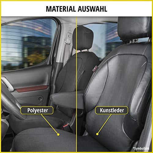 Walser 11520 Funda de asiento de coche ajuste de transportador, funda de asiento de imitación de cuero antracita compatible con VW T6, 2 asientos individuales en la parte delantera