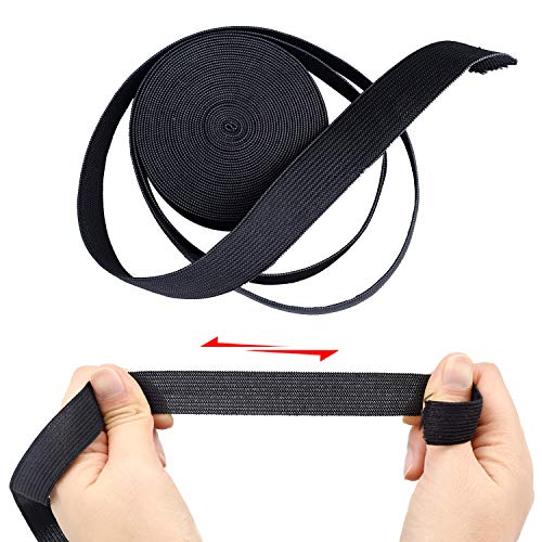 Wandefol 2pcs Banda Elástica Costura, Cinta de Goma de Costura, Correa Elástica para Coser, Cinta Elástica para Ropa Manualidad Coser Bricolaje 2 Rollos Blanco Negro 5M Extra Elasticidad