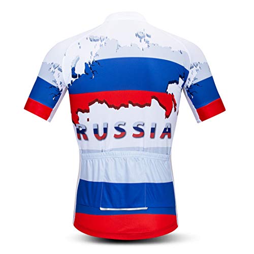 weimostar Ciclismo Jersey De Los Hombres Ropa De Bicicleta De La Bicicleta De Jersey Camisetas De Carretera MTB Jersey De Manga Corta Verano Rusia Azul Tamaño XXXL